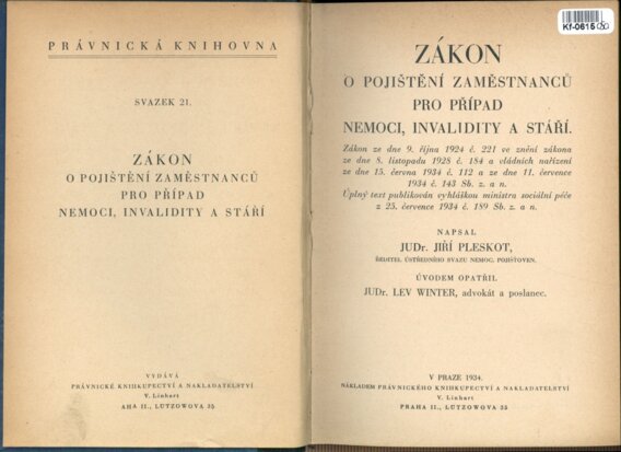 Zákon o pojištění zaměstnanců pro případ nemoci, invalidity a stáří