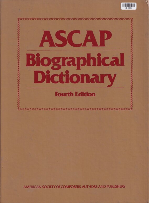ASCAP Biographical Dictionary, Fourth Edition