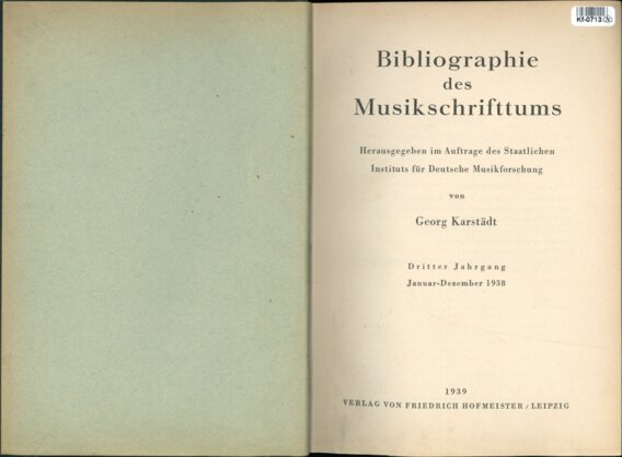 Bibliographie des Musikschrifttums