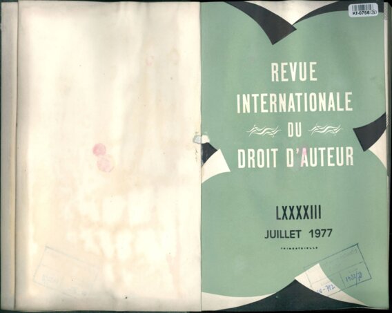 Revue internationale du Droit d'Auteur LXXXXIII.