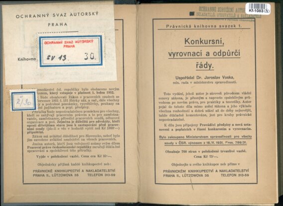 Právnická knihovna svazek 1. - Konkursní, vyrovnací a odpůrčí řády