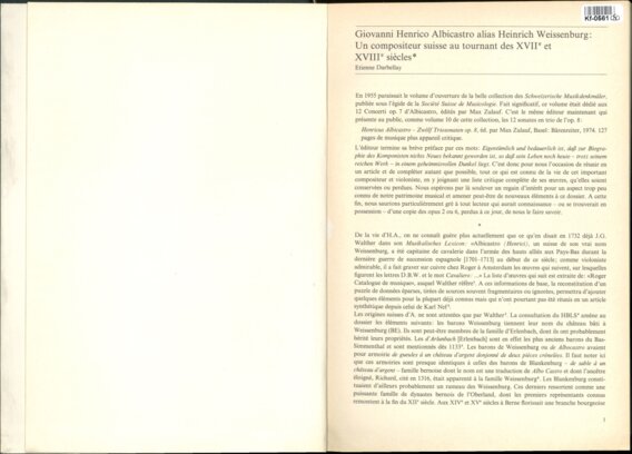 Un compositeur suisse au tournant des XVII et XVIII siecles