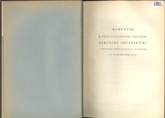 Komentář k Československému obecnému zákoníku občanskému