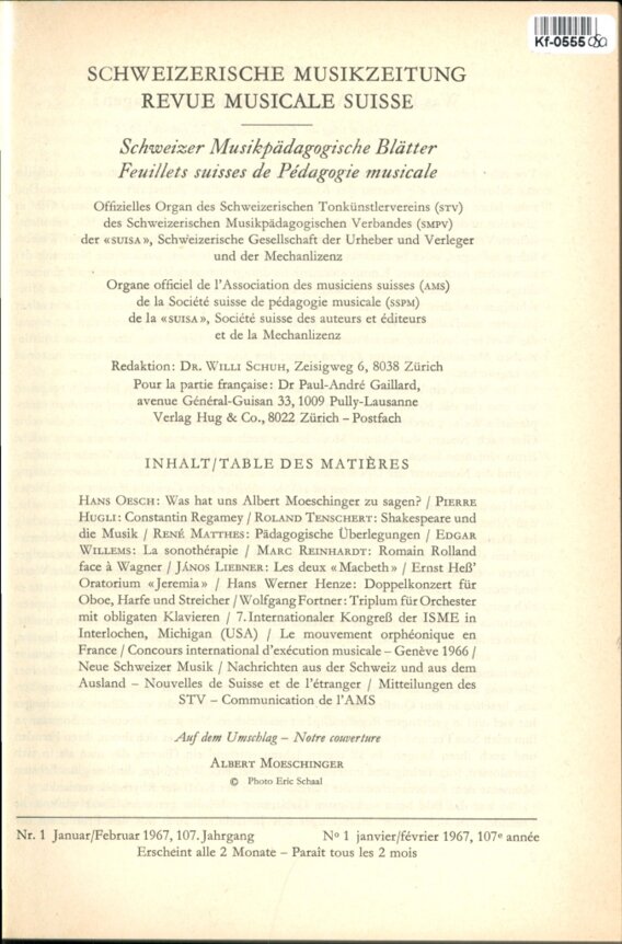 Schweizerische Musikzeitung revue musicale Suisse