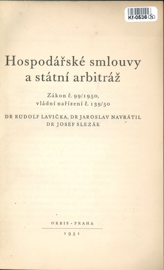 Hospodářské smlouvy a státní arbitráž