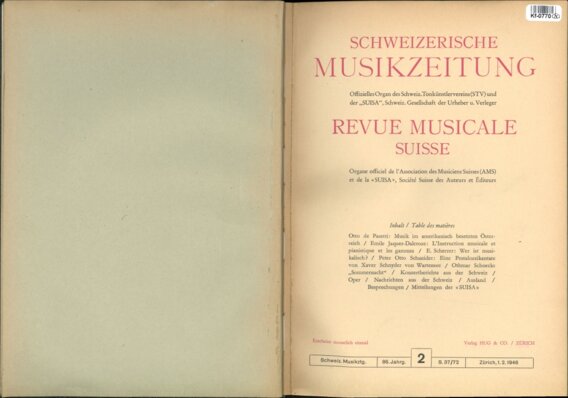 Schweizerische Musikzeitung - Revue Musicale suisse