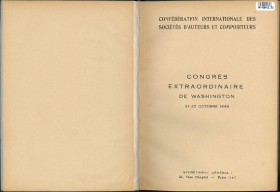 CONGRES EXTRAORDINAIRE DE WASHINGTON