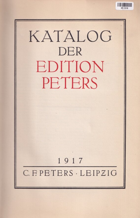Katalog der Edition Peters 1917