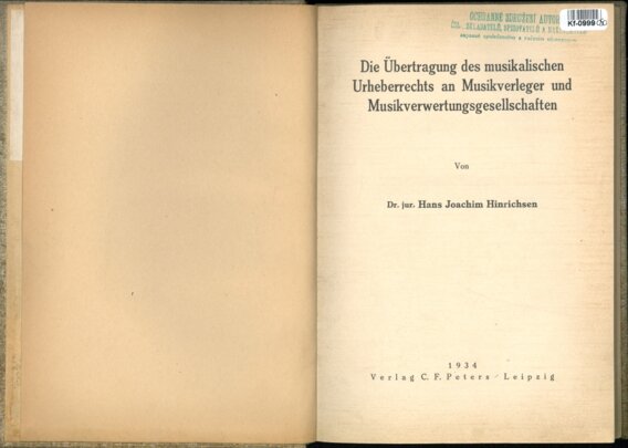 Die Übertragung des musikalischen Urheberrechts an Musikvverleger und Musikverwertungsgesellschaften