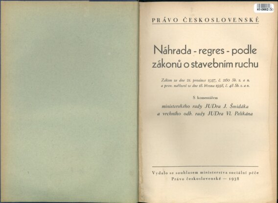 Právo Československé - Náhrada - Regres - Podle zákonů o stavebním ruchu