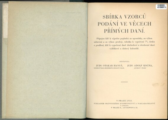 SBÍRKA VZORCŮ PODÁNÍ VE VĚCECH PŘÍMÝCH DANÍ