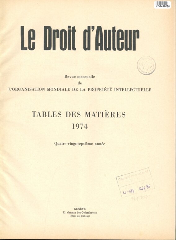 Le Droit d'Auteur