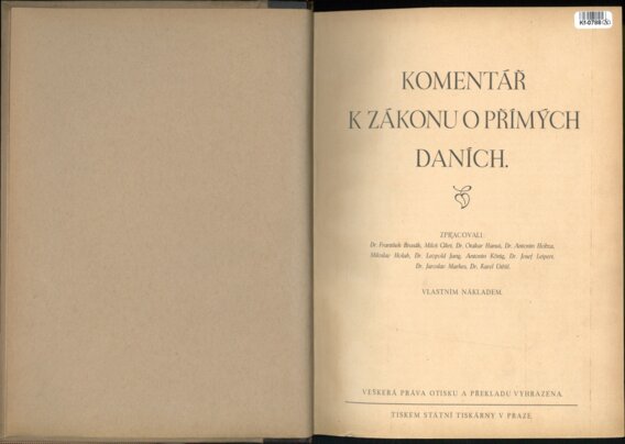 Komentář k zákonu o přímých daních 1936/1937
