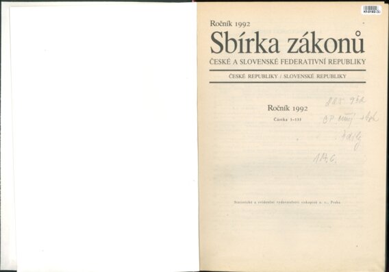 Sbírka zákonů České a Slovenské federativní republiky