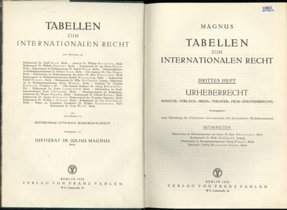 Magnus Tabellen zum Internationalen recht