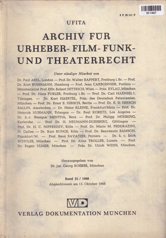 Archiv für Urheber-Film-Funk und Theaterrecht