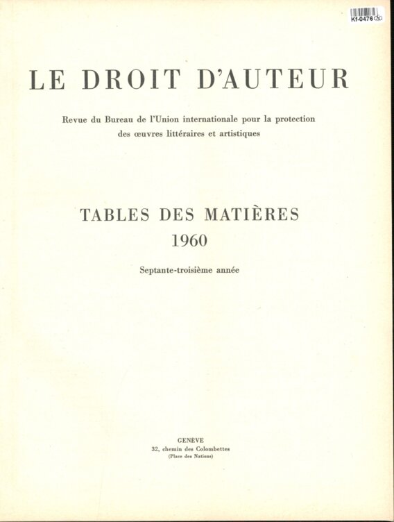 Le Droit d'Auteur