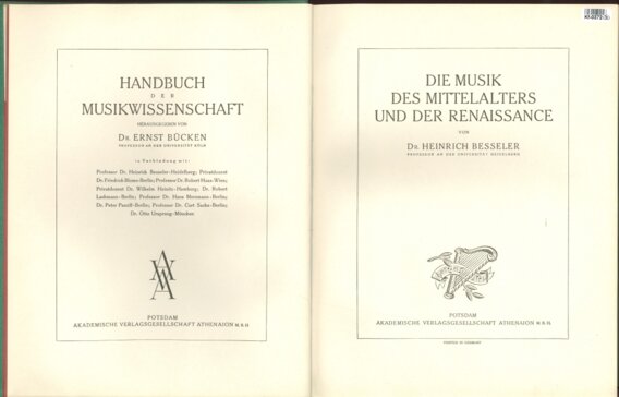 Handbuch der Musikwissenschaft - Die Musik des Mittelalters und der Renaissance