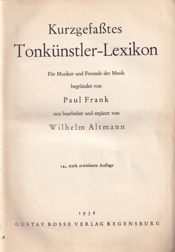 Kurzgefasstes Tonkünstler-Lexikon