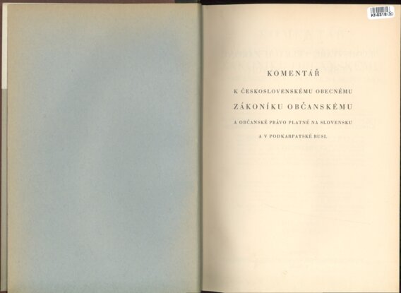 Komentář k Československému obecnému zákoníku občanskému