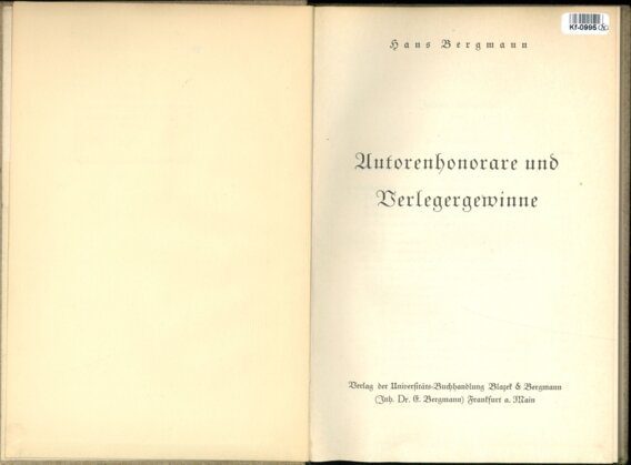 Auforenhonorare und Berlegergewinne