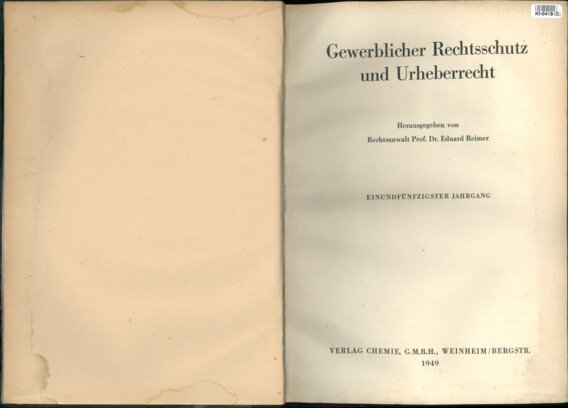 Gewerblicher Rechtsschutz und Urheberrecht