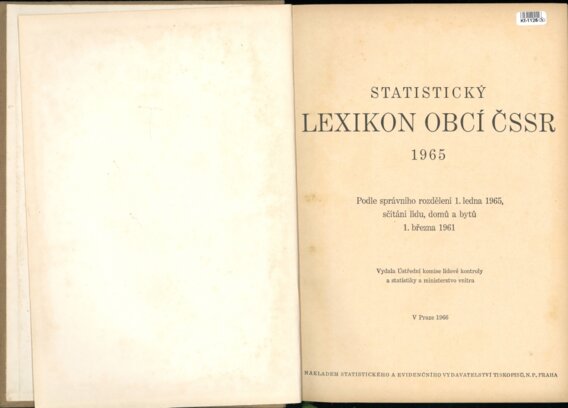 Statistický lexikon obcí ČSSR 1965