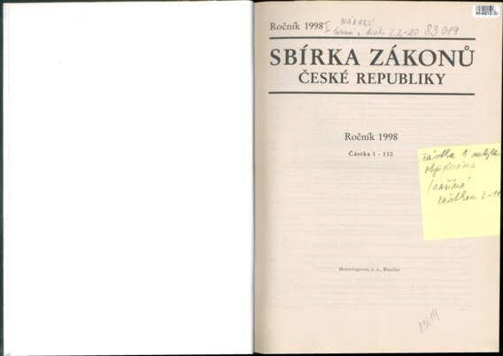 Sbírka zákonů České republiky I.