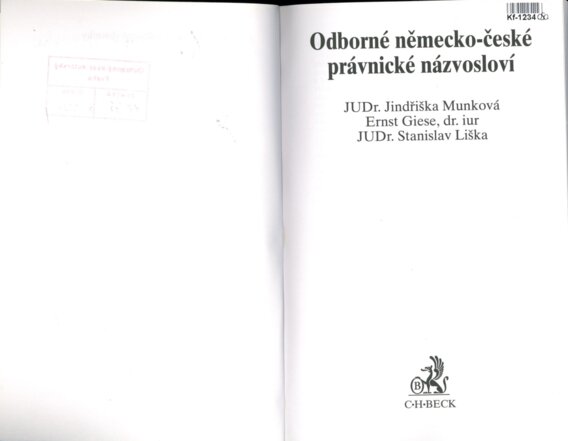 Odborné německo - české právnické názvosloví