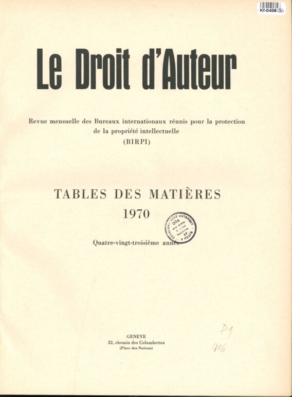 Le Droit d'Auteur