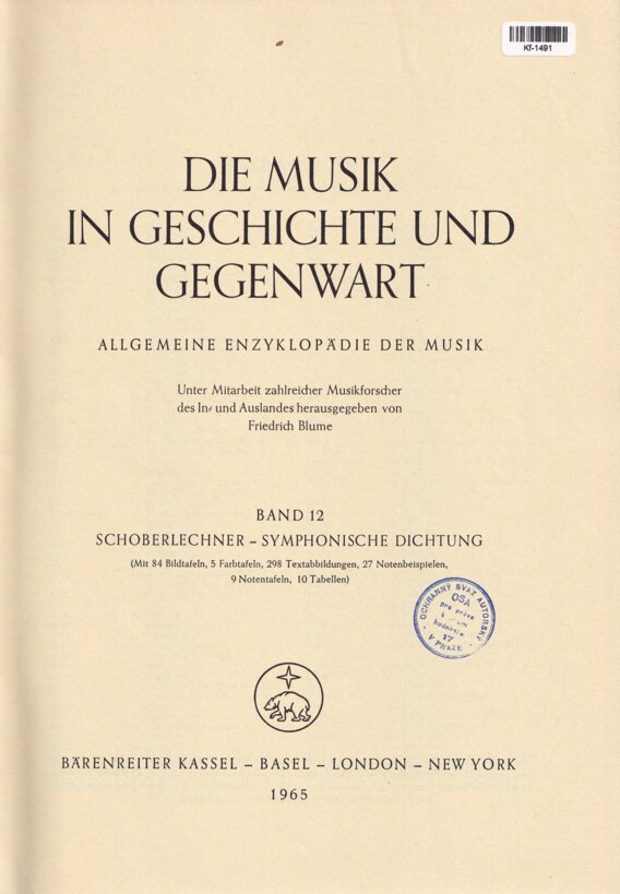 Die Musik in Geschichte und Gegenwart: Band 12 Schoberlechner - Symphonische Dichtung
