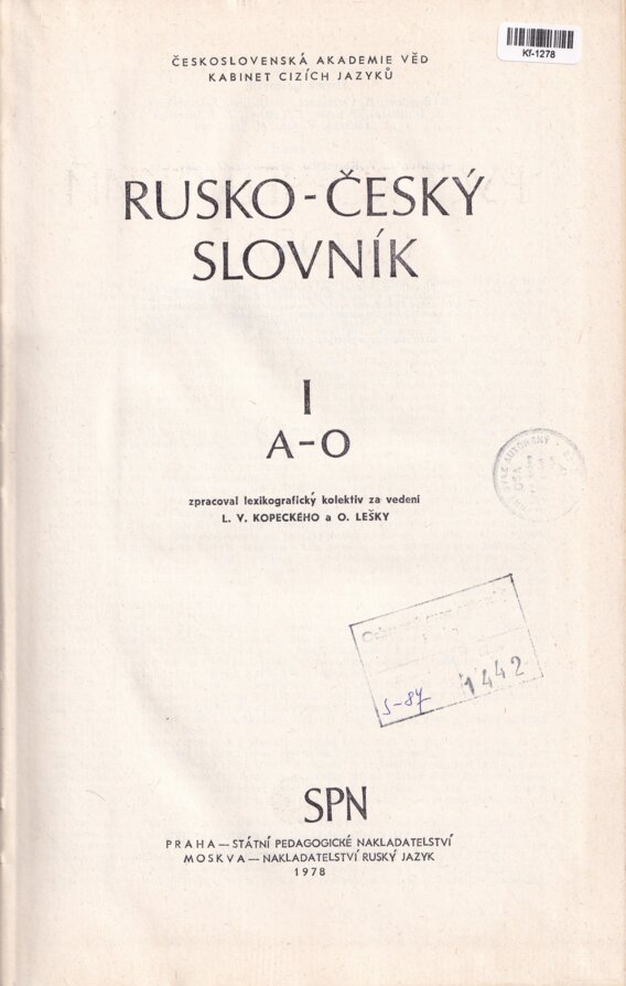 Rusko-český slovník I (A-O)