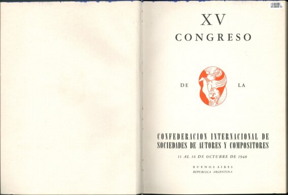 XV. CONGRESO DE LA CONFEDERICION INTERNACIOINAL DE SOCIEDADES DE AUTORES Y COMPOSITORES