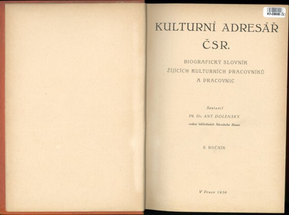 Biografický slovník žijících kulturních pracovníků a pracovnic II. ročník