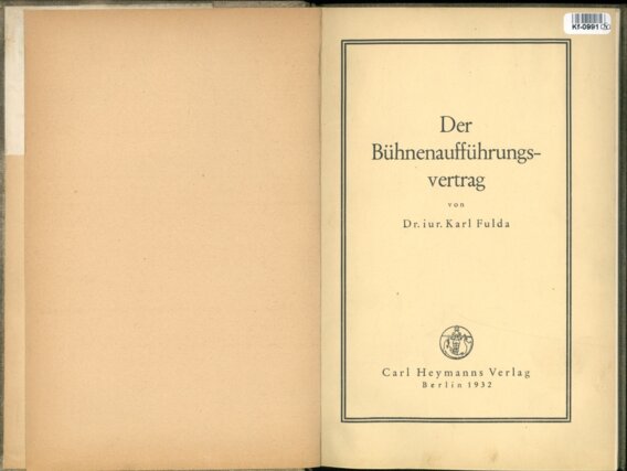 Der Bühnenaufführungsvertag