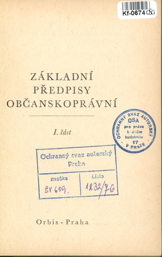 Základní předpisy občanskoprávní I.