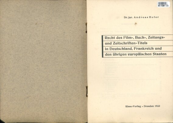 Recht de Film, Buch, Zeitungs und Zeitschriften Titels in Deutschland, Frankreich und den übrgen europäischen Staaten