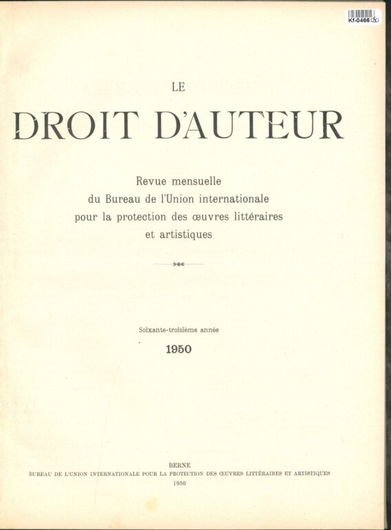 Le Droit d'Auteur
