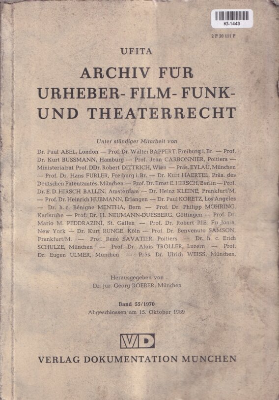 Archiv für Urheber-Film-Funk und Theaterrecht