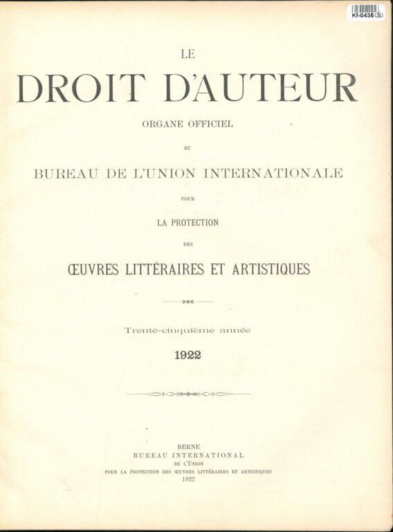 Le Droit d'Auteur