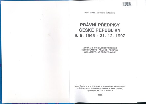 Právní předpisy České republiky 9. 5. 1945 - 31. 2. 1997