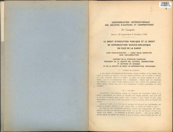LE DROIT D'EXECUTION PUBLIQUE ET LE DROIT DE REPRODUCTION MUSICO-MECANIQUE EN FACE DE LA RADIO - XI. CONGRES