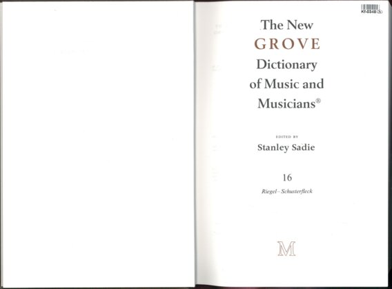 The New Grove Dictionary of Music and Musicians 16.