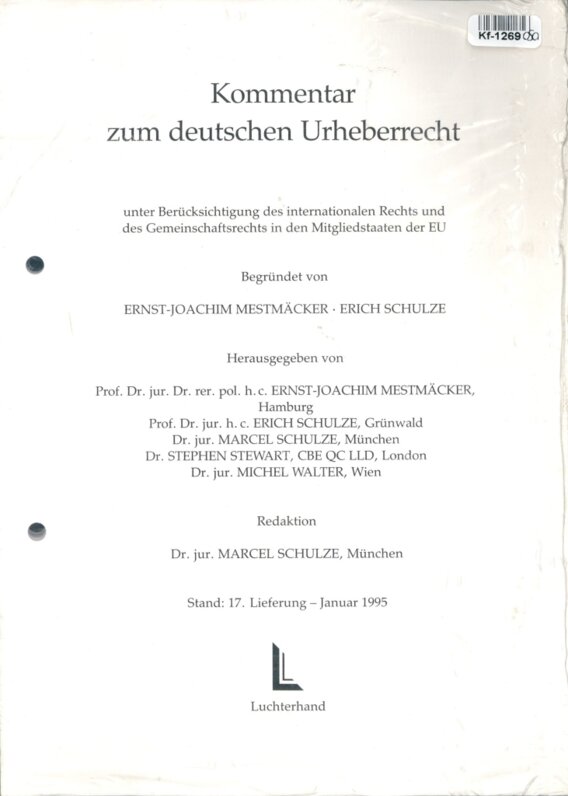 Kommentar zum deutschen Urheberrecht