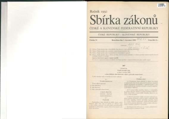 Sbírka zákonů České a Slovenské federativní republiky