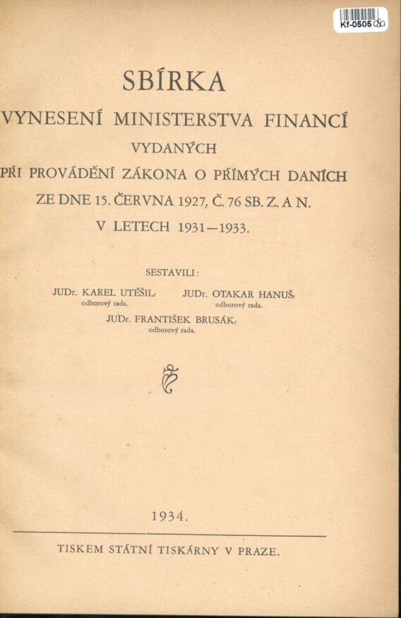 Sbírka vynesení Ministerstva financí vydaných při provádění zákona o přímých daních