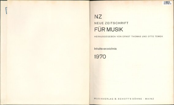 NZ NEUE ZEITSCHRIFT FÜR MUSIK