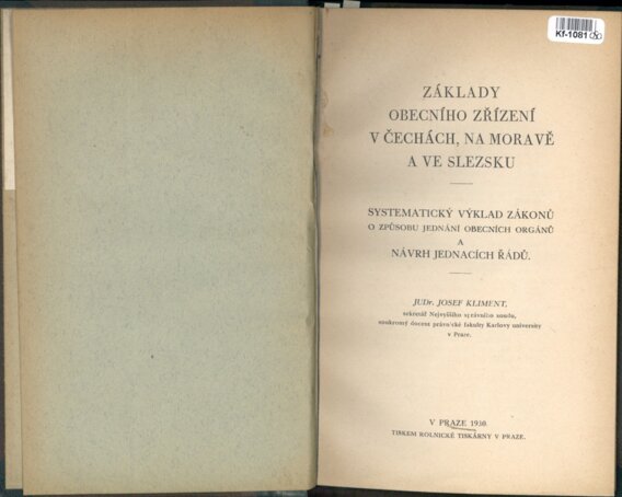 Základy obecního zřízení v Čechách, na Moravě a ve Slezsku - Systematický výklad zákonů