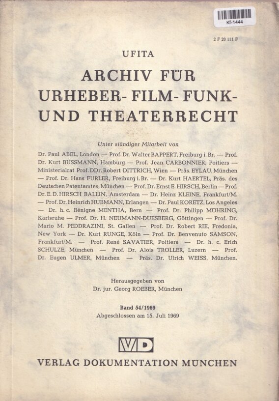 Archiv für Urheber-Film-Funk und Theaterrecht