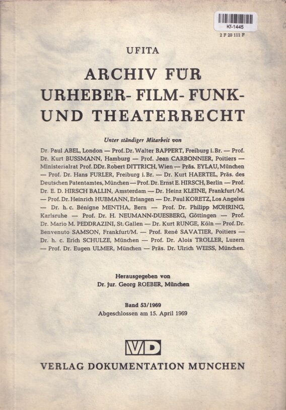 Archiv für Urheber-Film-Funk und Theaterrecht